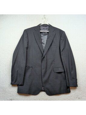 Zanetti Sport Coat Blazer Striped Black Sz 46L Made Italy Puro Super 100s Wool